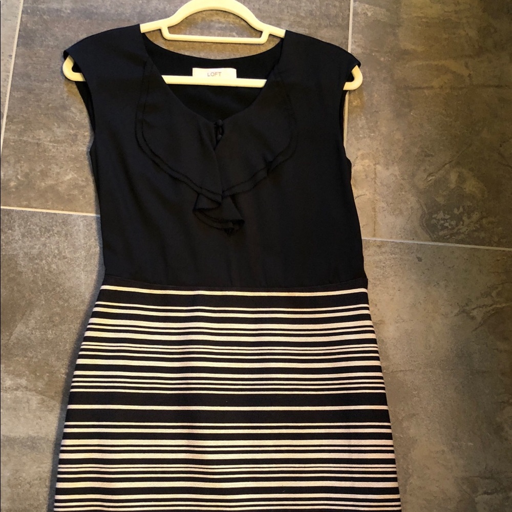 Loft black & cream dress